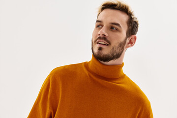 bearded man autumn clothing fashion modern style close up