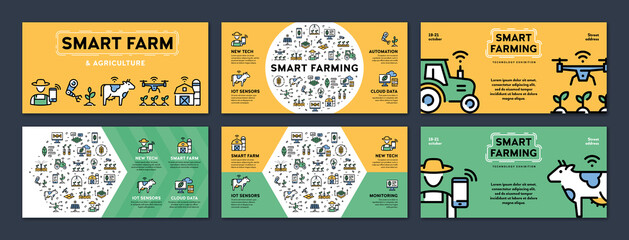 Vector Smart Farm Agriculture Banner Set