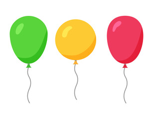 Flat balloon set, cartoon simple vector illustration