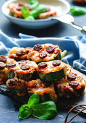 Zucchini pizza bites with sausage