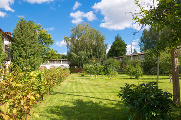 Monastic garden in the Staritsky Svyato-Uspenskiy Monastery in city Staritsa, Tver region