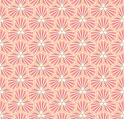 Japanese Hexagon Flower Petal Vector Seamless Pattern