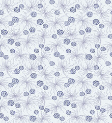 Japanese Soft Grass Flower Vector Seamless Pattern