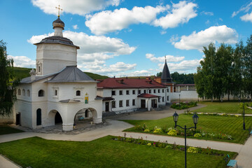 Fototapeta na wymiar View of the Church of St. John the Evangelist in the Holy Dormition Monastery. Staritsa town, Tver region