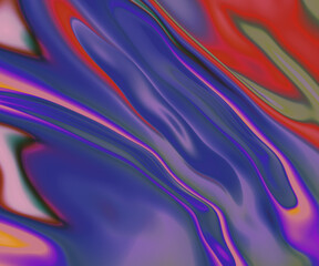 Iridescent vibrant liquid background texture. Fluid Colorful waves abstract render. Shiny acid with smooth folds like waves on a liquid surface.
