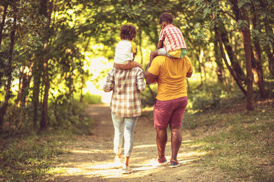 African American Family Having Fun Outdoors.