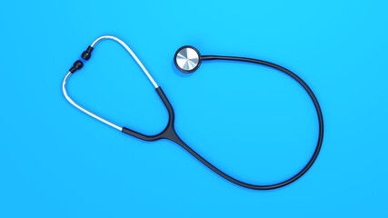 Isolated Medical Stethoscope on Blue Background 3d Illustration