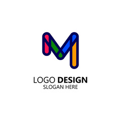 letter M for technology and business logo design