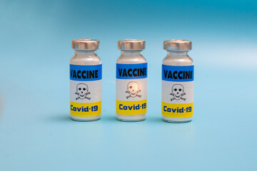 The danger of the coronavirus vaccine. Harm, toxicity. Opponents of vaccination concept.