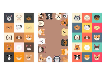 Collection of Cute Animals in Different Types of Dogs Can Be Used as Designs On Clothes, Wallpapers, Backgrounds. Vector Illustration