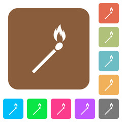 Burning matchstick rounded square flat icons