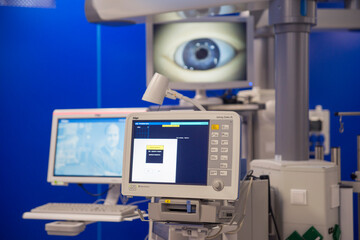 Russia. Saint-Petersburg. Department of Ophthalmology in the clinic. Equipment for performing eye operations.