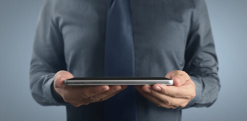 Businessman Hands holding  tablet computer