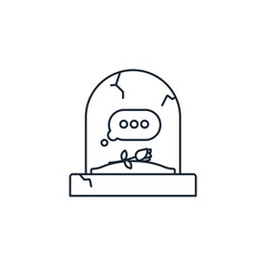 Tombstone with empty text message bubble vector line icon