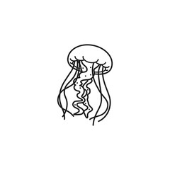 Jellyfish vector line icon. Marine life outline symbol.