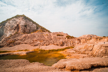 Fototapeta premium Blue summer sky over the Grand Canyon old quarry Thailand
