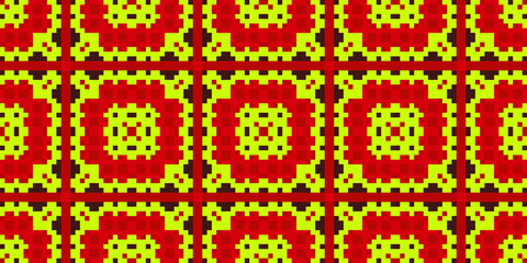 Pixelate elements seamless pattern. Vector illustration