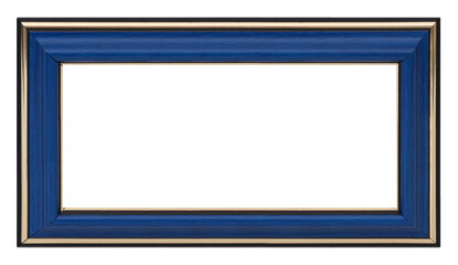 Panoramic wooden frame for paintings, mirrors or photo isolated on white background. Design element with clipping path