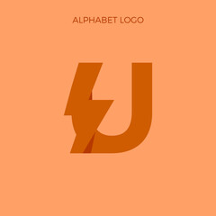 alphabet icon logo simple with thunderstorm or lightening bolt