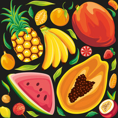 tropical fruits background
