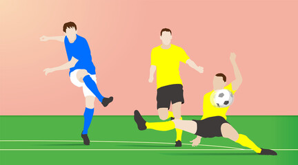 Soccer Shooting scene in front of the penalty area. Vector