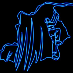 Continuous line drawing climber Sport neon concept