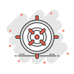 Shooting target vector icon in comic style. Aim sniper symbol cartoon illustration on white background. Target aim business concept splash effect.
