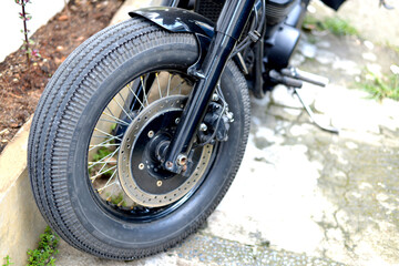 motorcycle wheel on a motorcycle