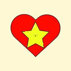 Cute star in heart Illustration. modern simple vector icon, flat graphic symbol in trendy flat design style. wallpaper. lockscreen. pattern. frame, background, backdrop, sign, logo.