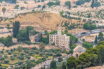 Fototapeta na wymiar Most important world holy places. Panorama of the old city Jerusalem