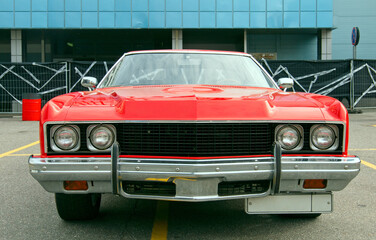 Classical American vintage car Sport. Front view.