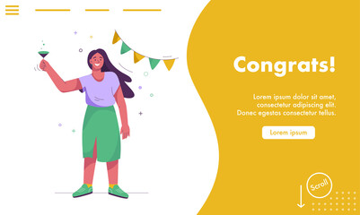 Vector landing page of Congrats concept
