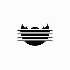 Fototapeta premium Fire half sun with line. Space moon star astronomy Planet eclipse abstract sun dark abstrak, vector, symbol, logo, icon, sign, Illustration Minimalist.