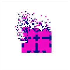 Rectangle tile disintegration into pixels, illustration for graphic design