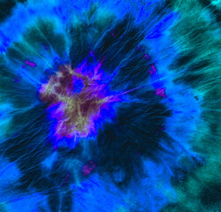  Blue Tie Dye Background. Die Color Silk
