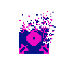 Digital Pixel dispersed filled rectange, illustration for graphic design