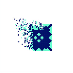 Pixel mosaic dispersed filled rectange, illustration for graphic design