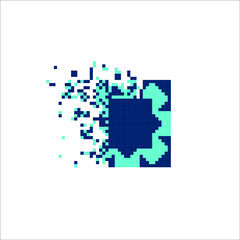 Colorful Pixel tile disintegration into pixels, illustration for graphic design