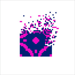 Digital Pixel dispersed filled rectange, illustration for graphic design