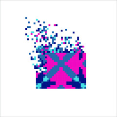 Digital Pixel dispersed filled rectange, illustration for graphic design