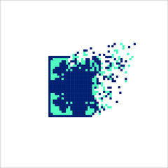 Vector Pixel tile with disintegration effect, illustration for graphic design