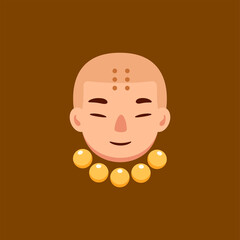 The head of the monk. Isolated Vector Illustration
