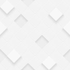 3d seamless cubes pattern. White ceramic tile background. Abstract square diagonal mosaic.