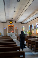 Woman in church