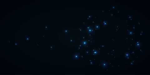 Night space sky with blue shining stars. Abstract cosmos background  for banner, poster, placard, flyer design. Vector illustration