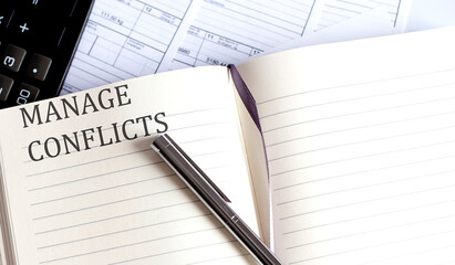 Notebook with Toolls and Notes about MANAGE CONFLICTS