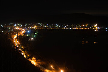Fototapeta na wymiar view of the night city in lights