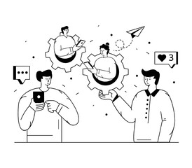 
A trendy vector design of social media development 

