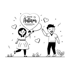 
Very well designed glyph illustration of autism awareness balloon 

