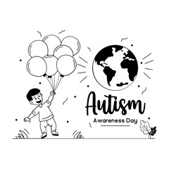 
Glyph line illustration of world autism awareness day 

